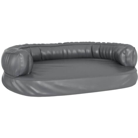 Lit pour chien ergonomique Mousse Gris 75x53 cm Similicuir vidaXL