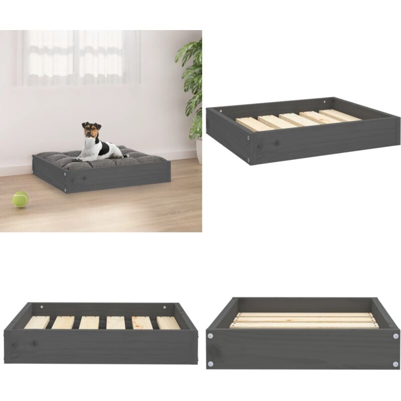 Vidaxl - Lit pour chien Gris 51,5x44x9 cm Bois de pin solide - Panier Pour Chien - Lit Pour Chien - Canapé Pour Chien - Maison Pour Chien - Couchage