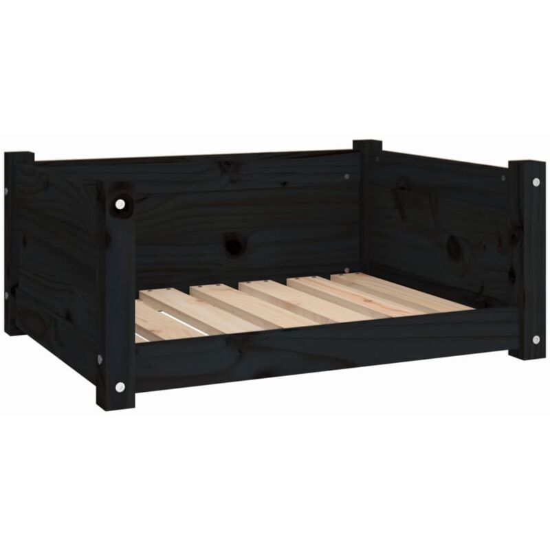 Lit pour chien Noir 65,5x50,5x28 cm Bois de pin solide - Vidaxl