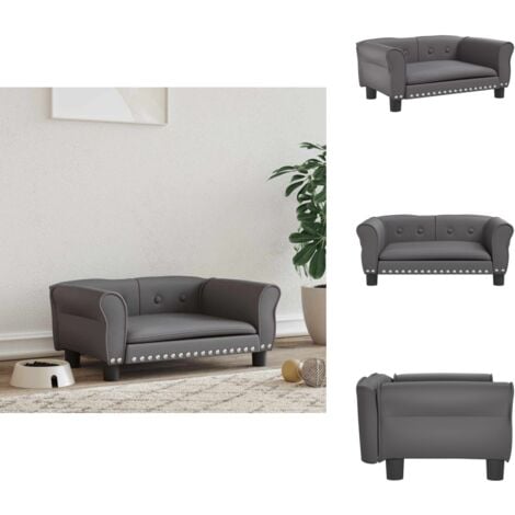 Lit pour chien gris 70x45x30 cm similicuir - Panier Pour Chien - Lit Pour Chien - Coussin Pour Chien - Canapé Pour Chien - Accessoires Pour Chien