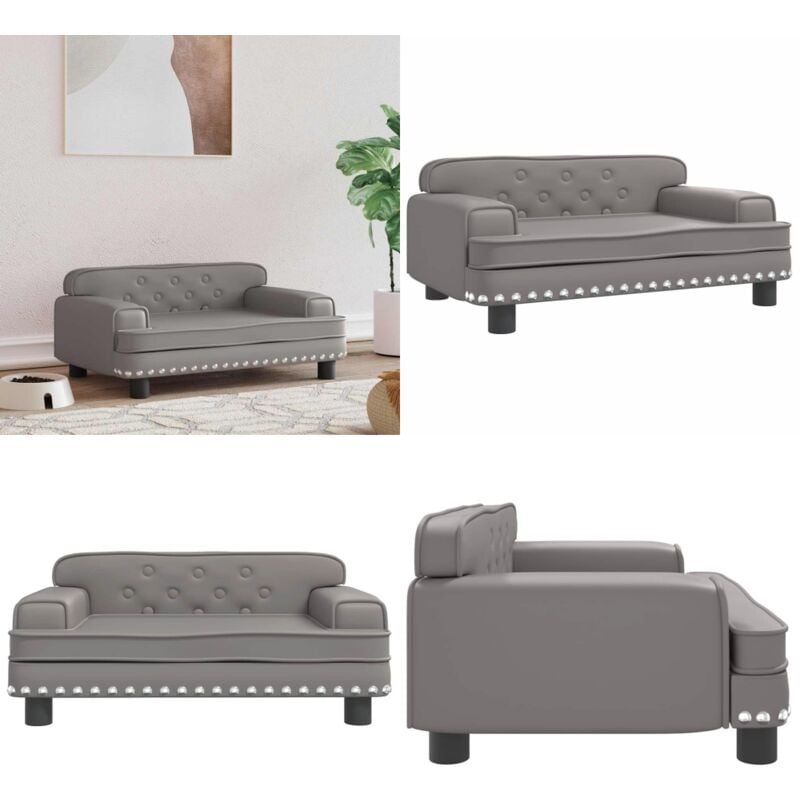 Lit pour chien gris 70x45x30 cm similicuir - Panier Pour Chien - Lit Pour Chien - Coussin Pour Chien - Canapé Pour Chien - Accessoires Pour Chien