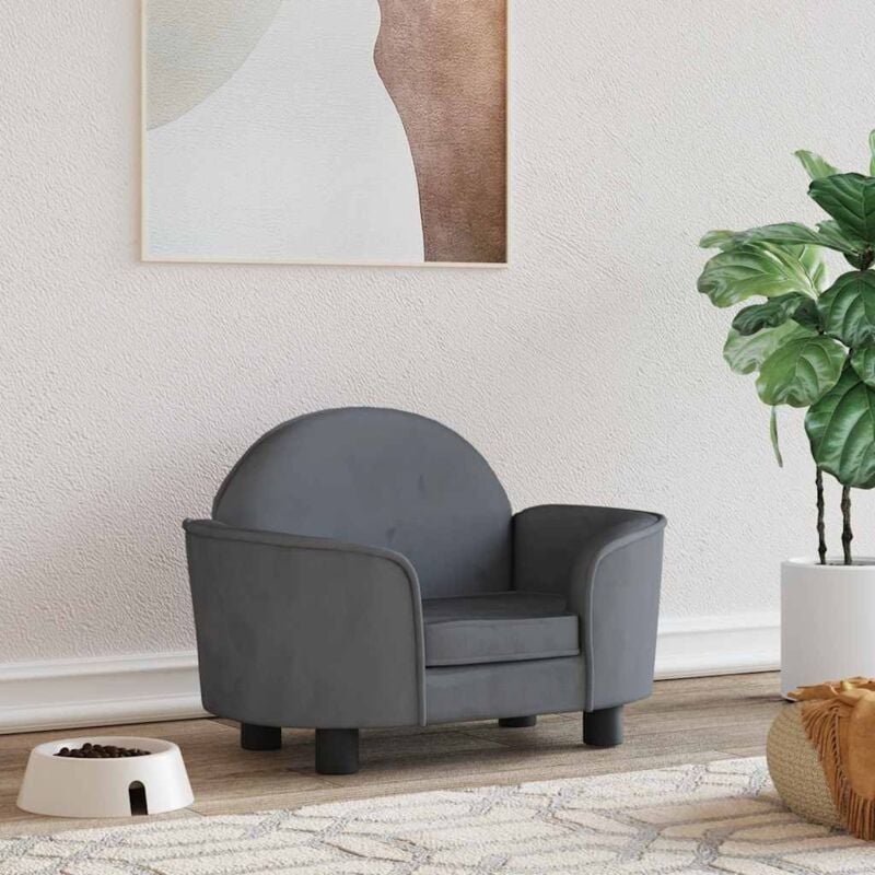 Lit pour chien gris foncé 66x40x45 cm velours Vidaxl