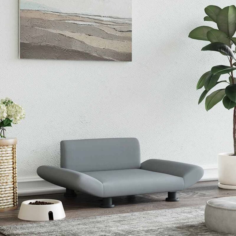 Lit pour chien gris clair 70x45x28 cm tissu