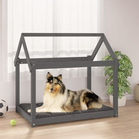 Lit pour chien  Lit pour animal  Corbeille pour chien  Panier pour chien Gris 101x70x90 cm Bois de pin solide XFNT65269