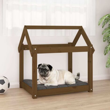 Lit pour chien  Lit pour animal  Corbeille pour chien  Panier pour chien Marron miel 71x55x70 cm Bois de pin solide XFNT55800