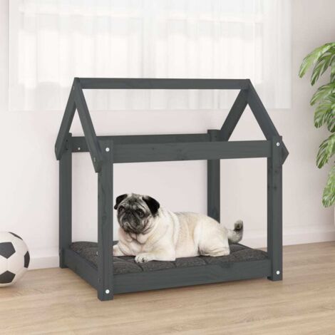 Lit pour chien Lit pour animal  Gris 71x55x70 cm Bois de pin solide 52562