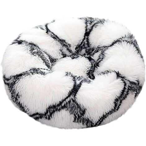 Lit pour chien Lit pour chat rond Matelas pour animaux de compagnie Doux, confortable, chaud, imperméable, antidérapant, tapis pour chien lavable (Diameter:40cm, Black White Grid)-Fei Yu