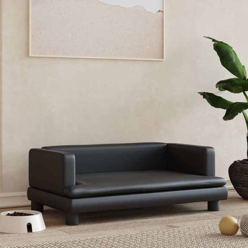 Lit pour chien noir 80x45x30 cm similicuir