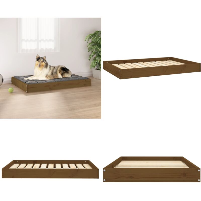 Vidaxl - Lit pour chien Marron miel 91,5x64x9 cm Bois de pin solide - Panier Pour Chien - Lit Pour Chien - Canapé Pour Chien - Maison Pour Chien