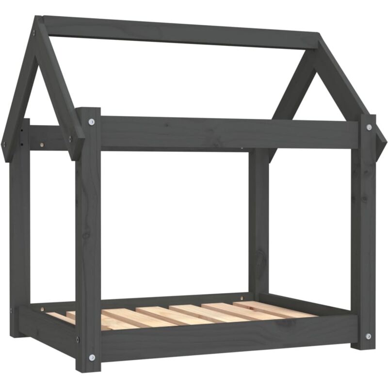 Lit pour chien Gris 71x55x70 cm Bois de pin solide Vidaxl