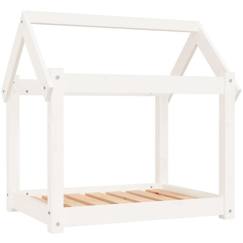 Lit pour chien Blanc 71x55x70 cm Bois de pin solide Vidaxl