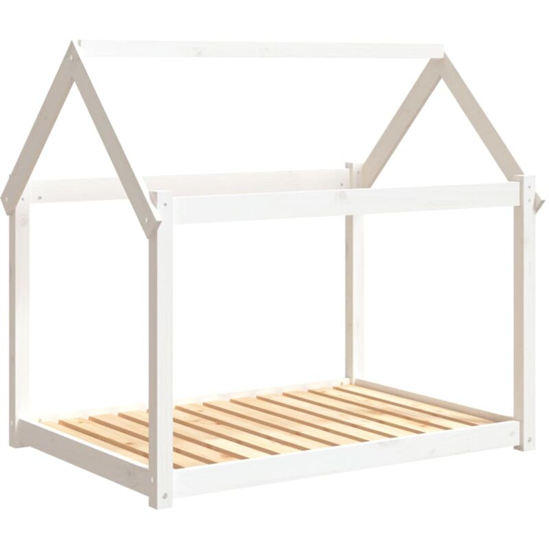 Lit pour chien Blanc 111x80x100 cm Bois de pin solide