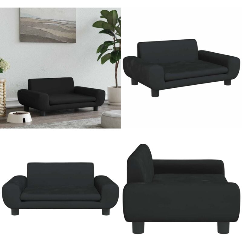 Lit pour chien noir 70x45x33 cm velours - Panier Pour Chien - Lit Pour Chien - Coussin Pour Chien - Accessoire Chien - Canapé Pour Chien - Home &