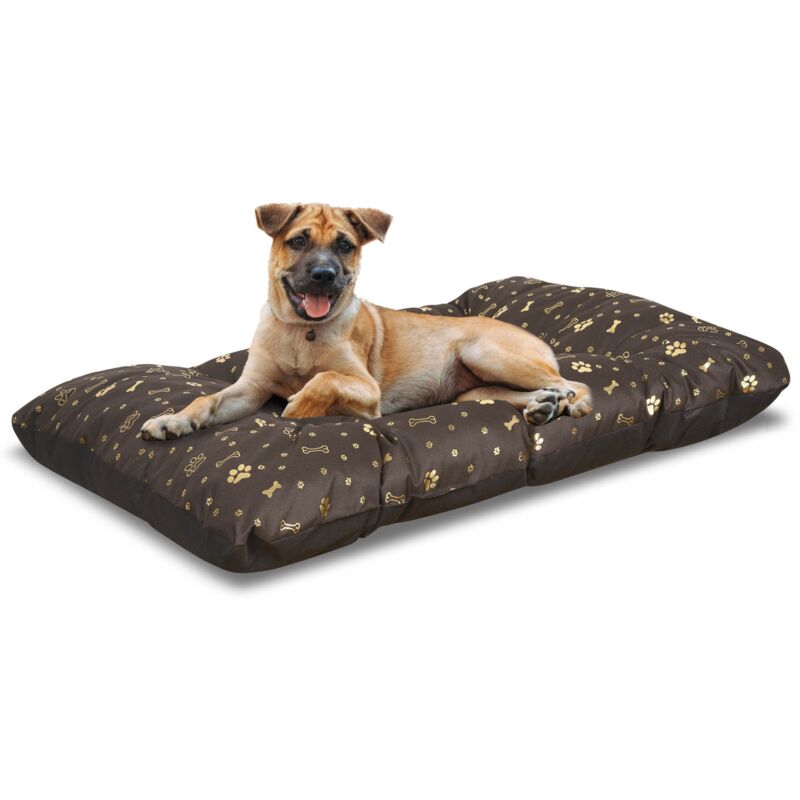 Lit pour chien, oreiller PRESTIGE, 120x80 cm, imperméable, os dorés