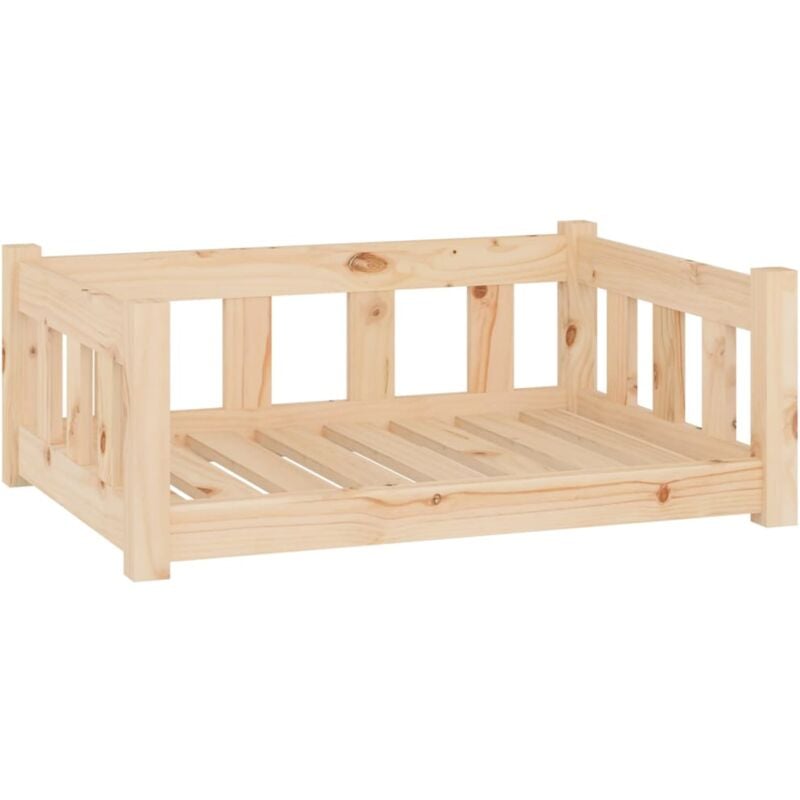 Lit pour chien panier canapé confortable 75,5 x 55,5 x 28 cm bois de pin solide marron