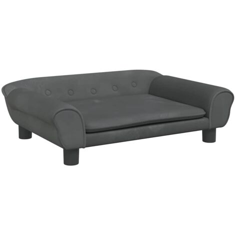 Lit pour chien panier canapé confortable foncé 70 x 48 x 22 cm velours gris