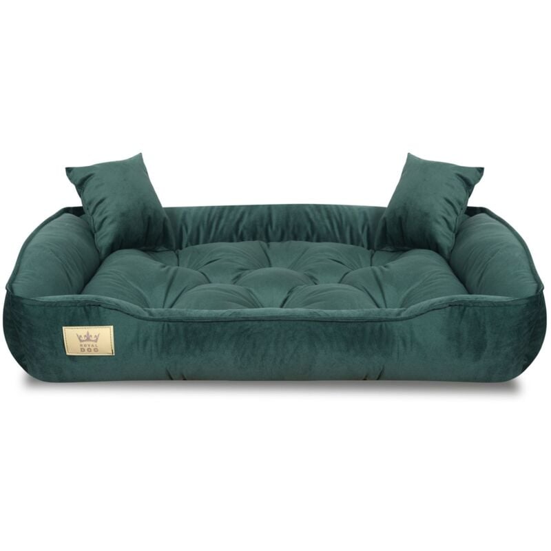 Lit pour chien, parc, 100x75 cm, velours vert foncé