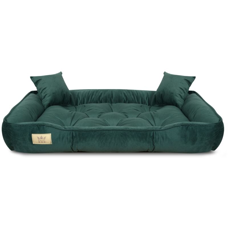 Lit pour chien, parc, 130x105 cm, velours vert foncé