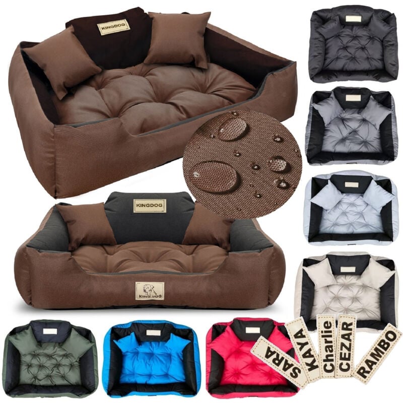 Lit pour chien parc KINGDOG 75x65 cm, personnalisé, imperméable, marron