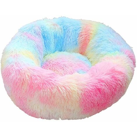 Lit pour chien rond en peluche pour chat, lit pour chiot doux et lavable, joli lit pour petit chien et chat, lit de luxe pour animal de compagnie 60 cm