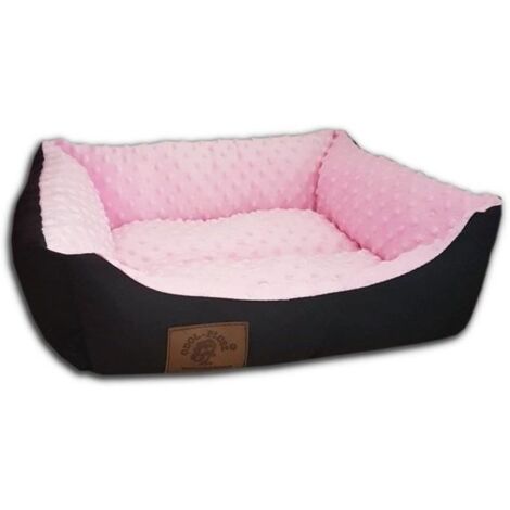 Lit pour chien - S - petit chien - 50 x 40 cm - pois minky rose - lit pour chien
