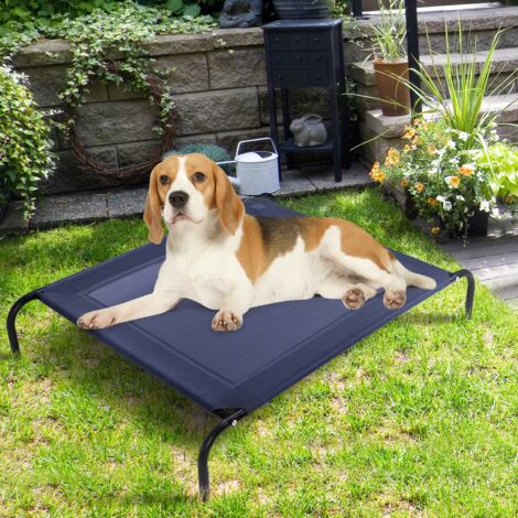 Lit pour Chien Surélevé Capacité 40kg avec Cadre en Fer de Haute Qualité et Toile en Textilène, 110x80x18cm, Gris CW6324 Maison Chic