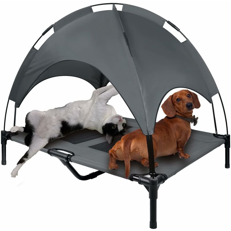 Lit pour Chien Taille xl surélevé avec Toit - Refroidissant, Imperméable, avec auvent et Patins Antidérapants, Intérieur/Jardin Naizy