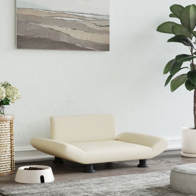 Lit pour chien,Couchage pour chien crème 70x45x28 cm similicuir CFW99323