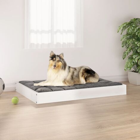 Lit pour chien，Lit pour animal Blanc 91,5x64x9 cm Bois de pin solide CFW638571