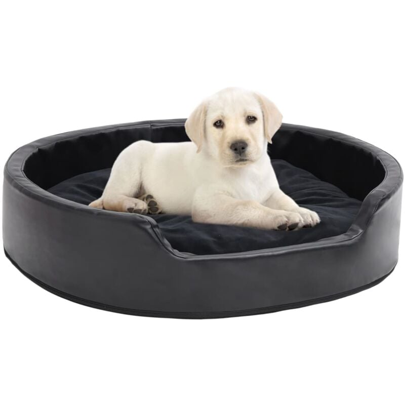 Lit pour chien,Lit pour animal Noir 79x70x19 cm Peluche et similicuir CFW324968
