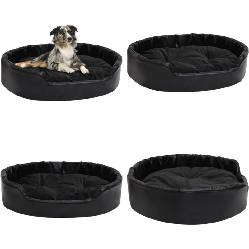 Lit pour chiens Noir 90x79x20 cm Peluche et similicuir - lit pour chiens - lits pour chiens - Home & Living