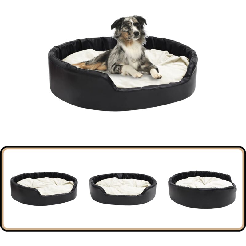 Lit pour chiens Noir et beige 99x89x21 cm Peluche et similicuir - Panier Pour Chien - Lit Pour Chien - Couchage Chien - Canapé Chien - Accessoires