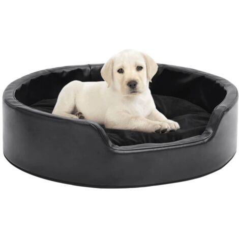 Lit pour chiens,Canapé Lit pour animal Noir 69x59x19 cm Peluche et similicuir -FR56757