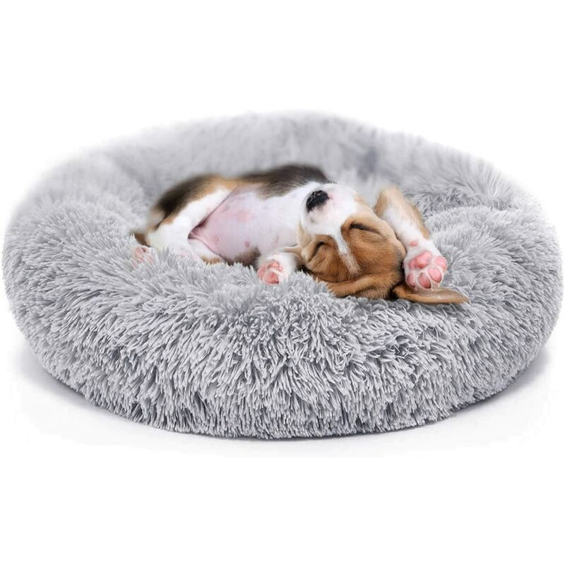 Lit pour chiot pour petit chien moyen lit apaisant pour chien apaisant, anti-anxiété moelleux lit en peluche sommeil profond avec tapis de
