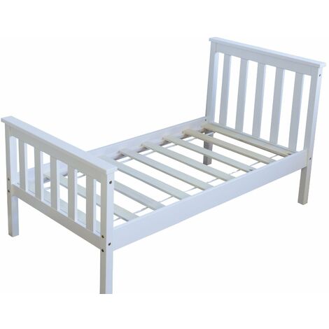 Lit pour enfant 70x140cm avec sommier à lattes en bois blanc LIT06080