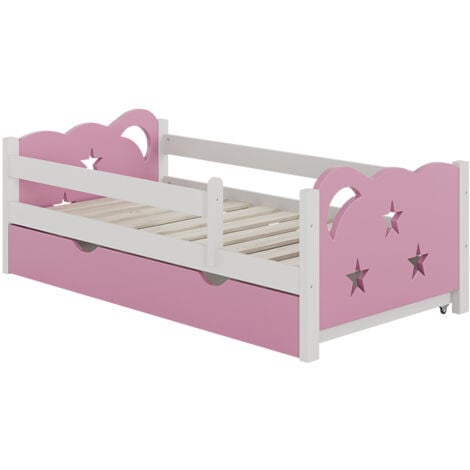 LIVINITY Lit pour enfant Jessica, Rose, 70x140 cm avec tiroir, sans matelas, Vitalispa