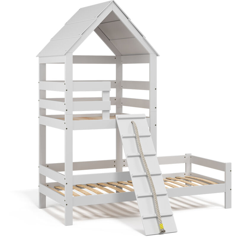 Vitalispa - Lit cabane Teddy, Blanc, 90x200 cm