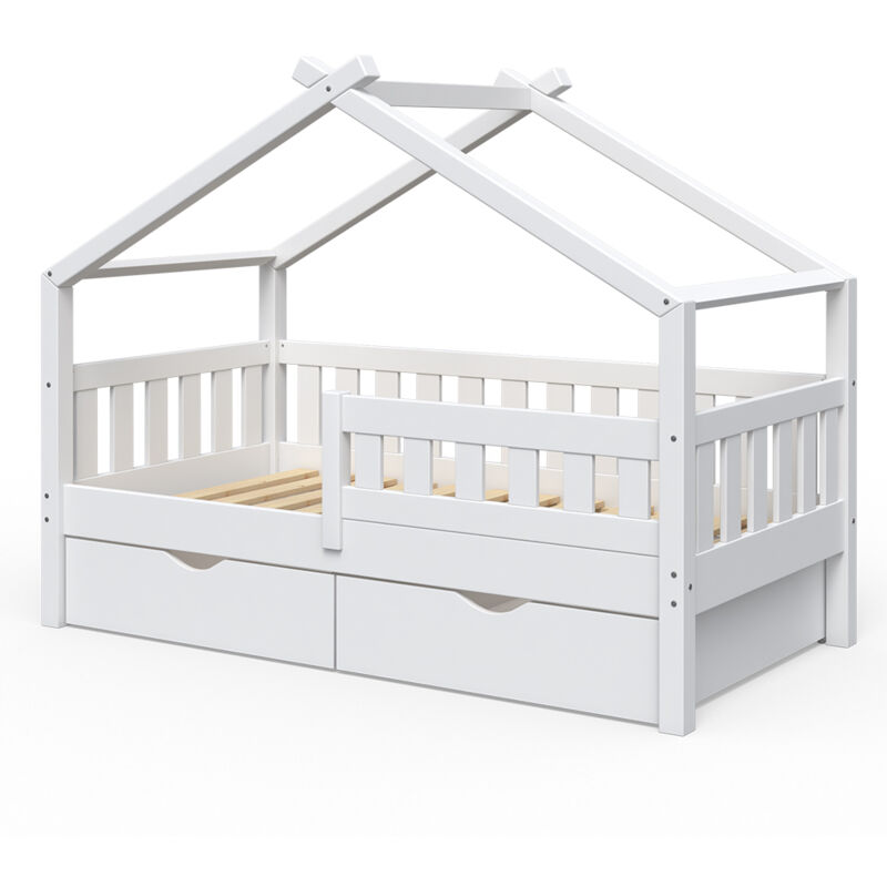 Lit pour enfant lit cabane DESIGN 80 x 160, barrière, enfants, bois - Vitalispa