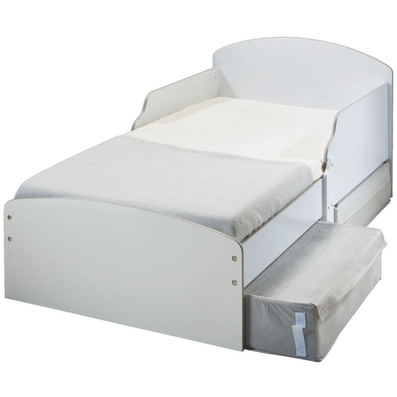 Lit enfant blanc avec deux tiroirs de rangement - Blanc
