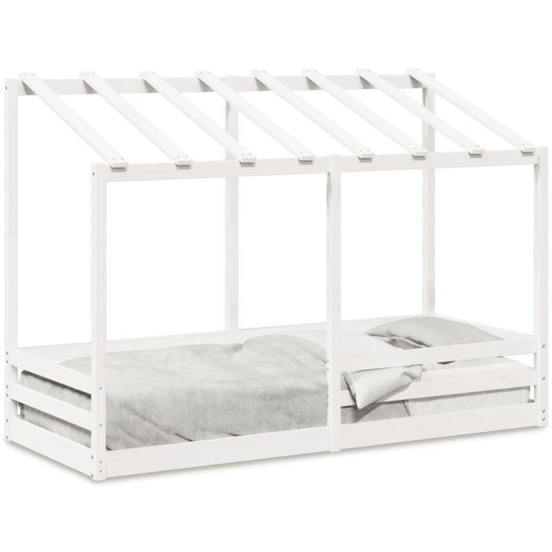 Lit pour enfants avec toit blanc 90x190 cm bois massif de pin - Vidaxl