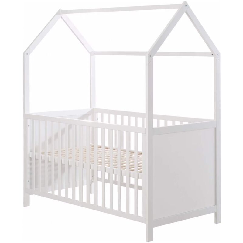 Lit pour Enfants Rebecca Mobili Seben 154,5x142,5x74,5 Pin Blanc Marron Clair Scandinave