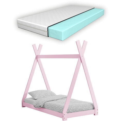 Lit pour enfants Rosa avec matelas en forme de tente indienne 80x160 cm