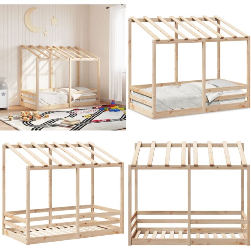 Lit pour enfants sans matelas 70x140 cm bois de pin massif - Lit Enfant - Lit Bois - Lit Pin Massif - Lit Design Moderne - Lit Cabane - Home & Living