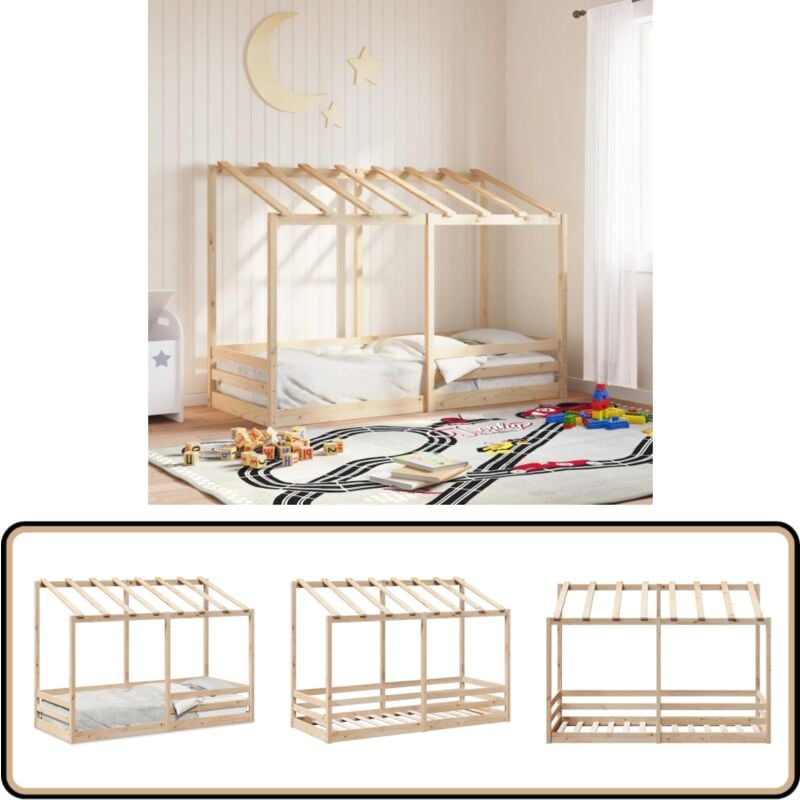 Lit pour enfants sans matelas 90x190 cm bois pin massif - Lit Enfant - Lit Bois - Lit Pin Massif - Lit Design Moderne - Lit Cabane