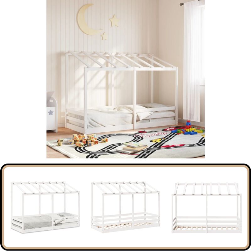 Lit pour enfants sans matelas blanc 75x190 cm bois pin massif - Lit Enfant - Lit Junior - Lit Bois - Lit Pin - Lit Blanc