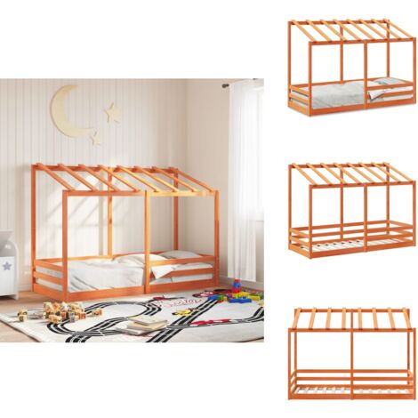 Lit pour enfants sans matelas cire marron 90x190 cm pin massif - Lit Enfant - Lit Junior - Lit Bois - Lit Pin Massif - Lit Design Moderne