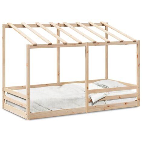 Lit pour enfants，Lit simple avec toit blanc 80x200 cm bois massif de pin CFW52419