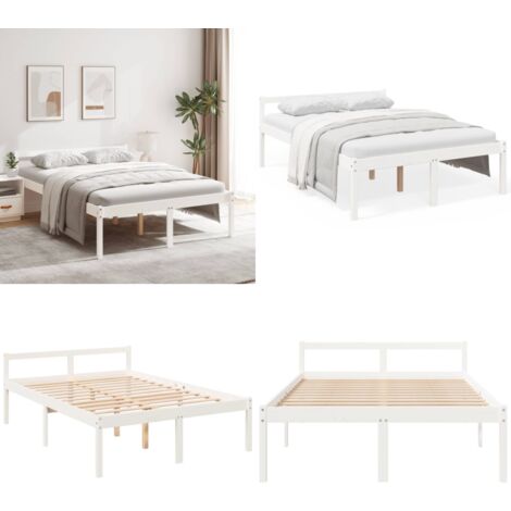 Lit pour personne âgée sans matelas 120x200 cm bois pin massif - Lit Senior - Lit Pour Personnes Âgées - Lit Haut - Lit Plateforme - Lit Bois - Home & Living