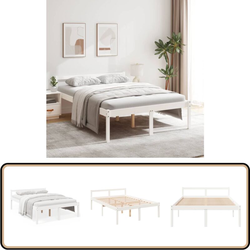 Vidaxl - Lit pour personne âgée sans matelas 140x200 cm bois pin massif - Lit Senior - Lit Pour Personnes Âgées - Lit Haut - Lit Plateforme - Lit Bois