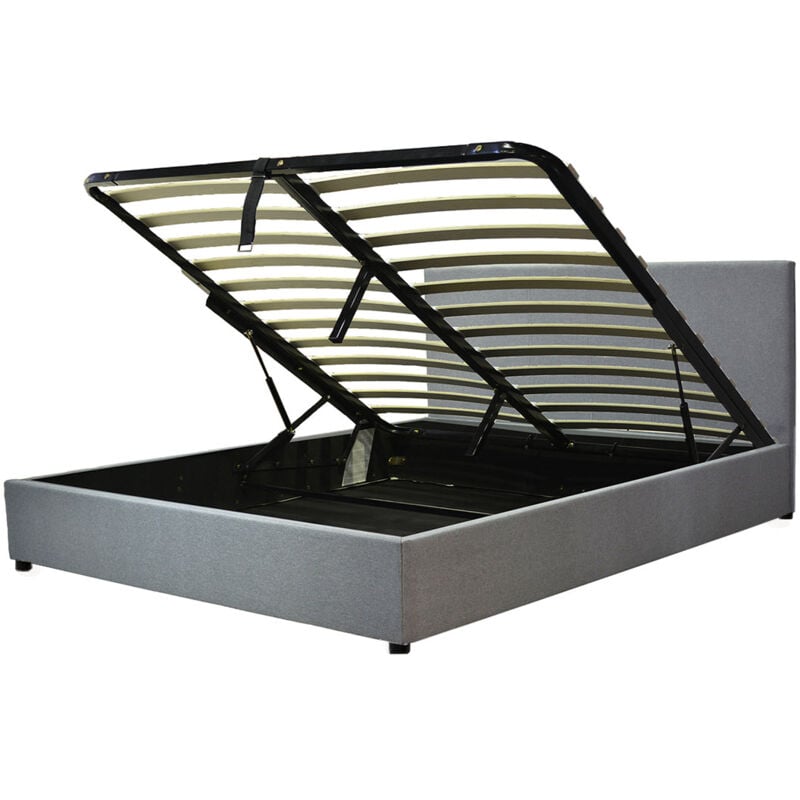 Sampur - Lit Coffre Colisée : Pratique, élégant et optimisé pour votre espace - gris clair 140x190 cm